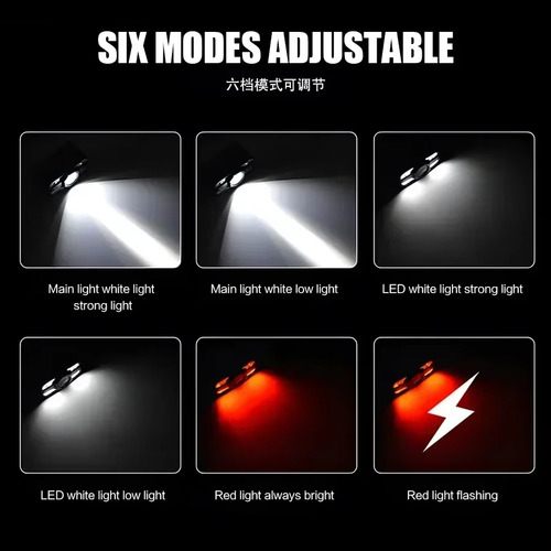 Lámpara De Cabeza Led Recargable Con Sensor Y Luz Roja