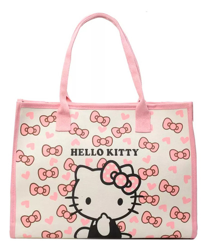 Bolsa De Lona Bolso De Mano Tote Bag Grande Moda Hello Kitty