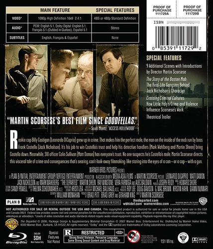 Blu-ray The Departed / Los Infiltrados / De Martin Scorsese