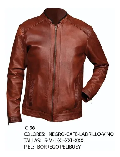 Chamarra Piel Borrego Biker Hombre Color Ladrillo C-104