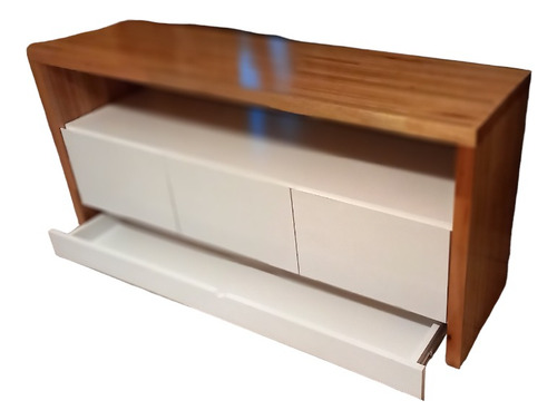 Rack De Tv Madera Maciza Finger Y Mdf - Abaldi