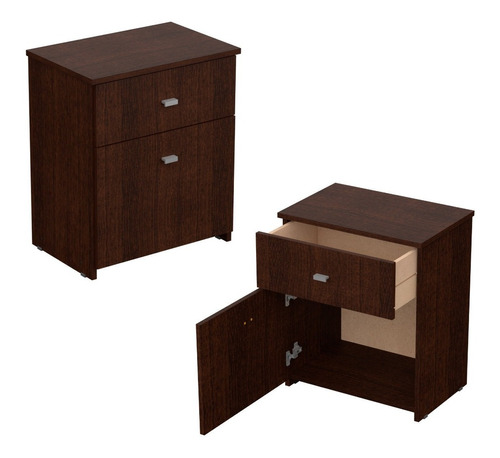 Juego Mesa Luz Con Cajon 2 Uni Chocolate Dakar 56288 - Luico