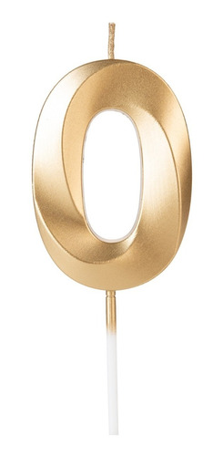 Número 0 - Vela Design Dourada Perolizada Para Bolo E Festa
