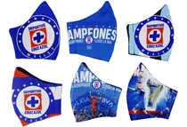 Comprar 6 Cubrebocas Cruz Azul Campeón 3 Capas Tela Forma Mascarilla