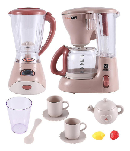 Juguete Set Cocina Realista Licuadora Cafetera Taza Vintage Color Marrón