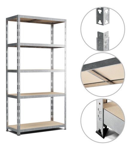 Anaquel Metálico 5 Niveles 90x40x180 Cm Organizador Uso Rudo Color Gris