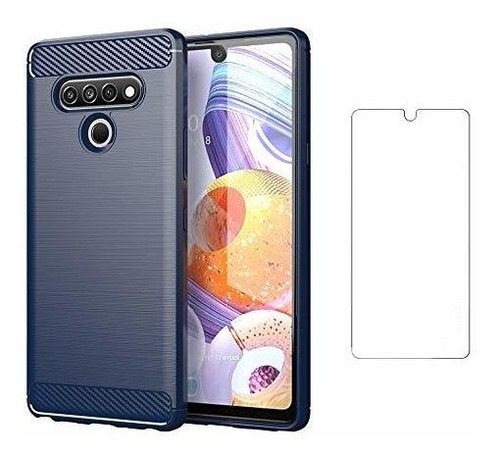 Funda Para LG Stylo 6 Azul Marino Con Protector De Pantalla