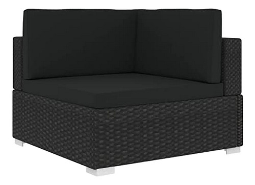 Sillón Esquinero De Patio Con Cojines De Ratán Negro