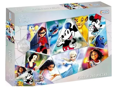 Imagen 2 de 4 de Puzzle 240 Piezas 100 Años Disney Tapimovil Playking