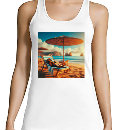 Musculosa Mujer Salchicha Vacaciones Beach Sombrilla