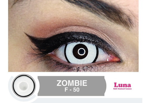 Lente Contacto Blanco Zombie Disfraz Halloween White Manson