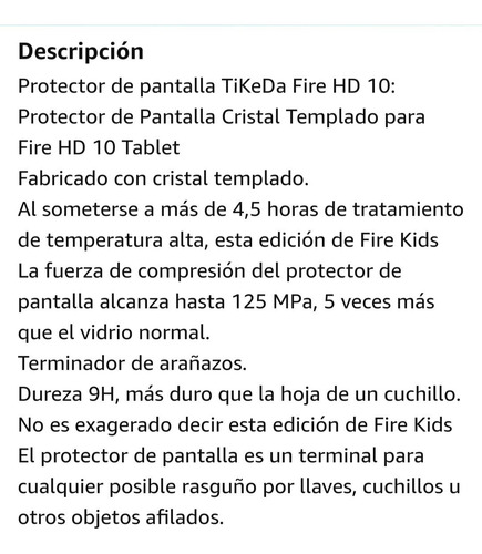Protector De Pantalla Vidrio Templado Tablet 10.1 Fire Hd 10