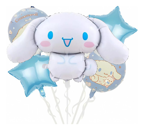 Set 5 Globos Cinnamoroll Metalizados Kuromi Decoración