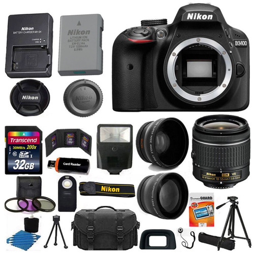 Camara Profesional Nikon D3400 + Super Combo De Lujo