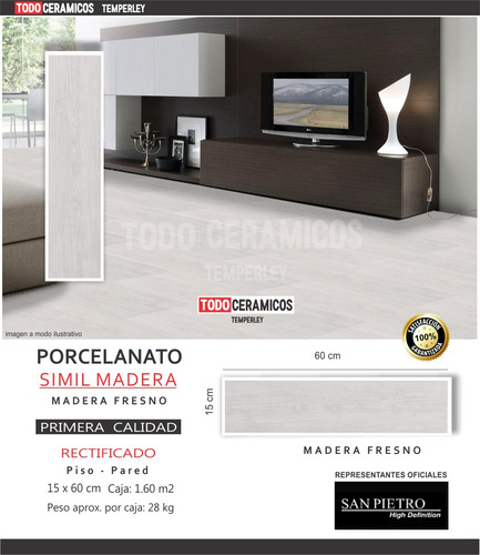 Porcelanato Simil Madera 15x60 Varios Modelos 1ra Temperley