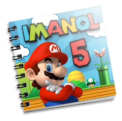 5 Pzs. Invitación O Recuerdo Libreta Mini Mario Bros 1