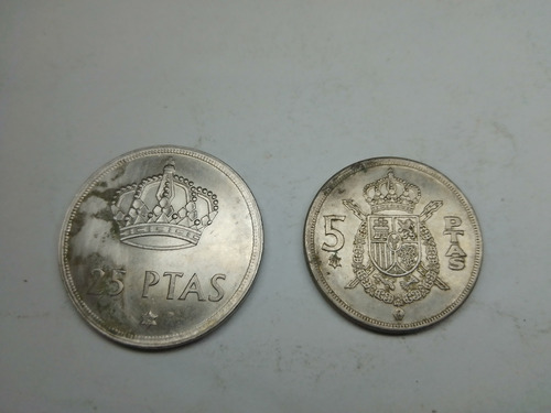 Monedas De 25 Y 5 Pesetas. Año 1985