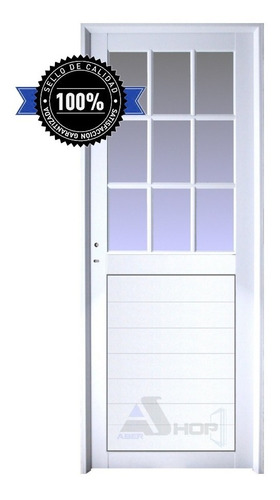Imagen 3 de 7 de Puerta Aluminio 80x200 M511 Medio Vidrio Repartido (pr)