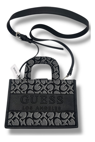 Bolsa Guess Negra/gris 100% Original Negro Lisa Níquel Negro