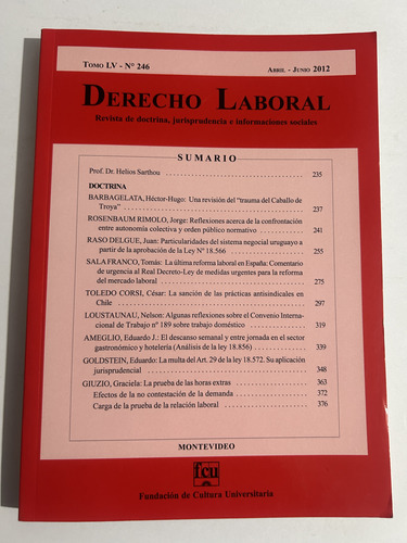 Libro Revista Derecho Laboral Nro 246 - Fcu - Oferta 