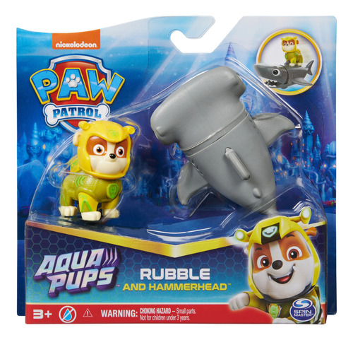 Paw Patrol Rubble Y Tiburon Martillo Aqua Pups Spin Master