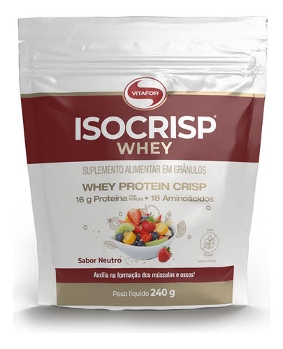 Whey Protein Em Crisp Isocrisp Isolado Pouch 240g Vitafor Sabor Neutro