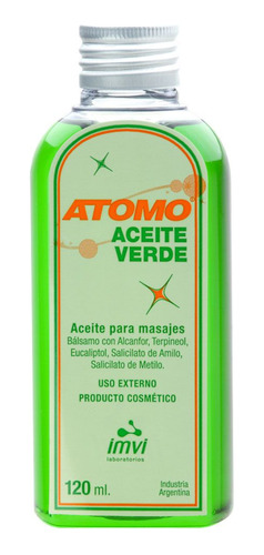 Átomo Aceite Verde Ideal Para Masajes Previene Calambres