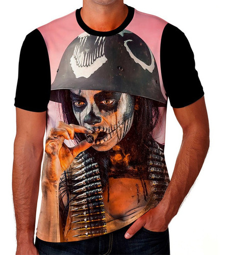 Camiseta Camisa Caveira Mexicana Masculina Femenina Tatoo 11