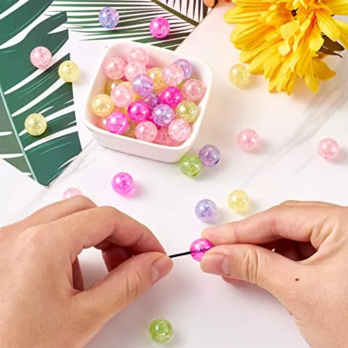 50pcs 12mm Crackle Bubblegum Beads Ab Color Transparent...
