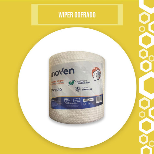 Rolo Com 150 Toalhas Wiper Luxo Auto Relevo 16x30cm Inoven Cor Branco