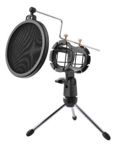 Mini Pedestal Com Pop Filter+shock P/microfone,estúdio,rádio