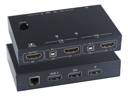 Switcher 2 Switch Kvm 1 Conmutador Adaptativo 4k/usb De 2.0