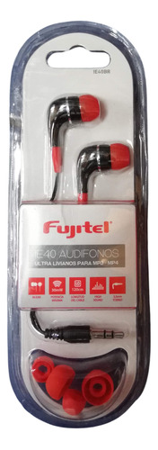 Pack 3 Audifonos Fujitel In Ear Stereo Ie40 Colo Negro/rojo