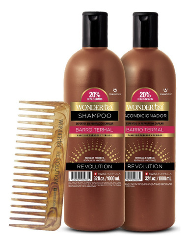  Shampoo Acondicionador Wonder Tex Revolution Barro +peineta