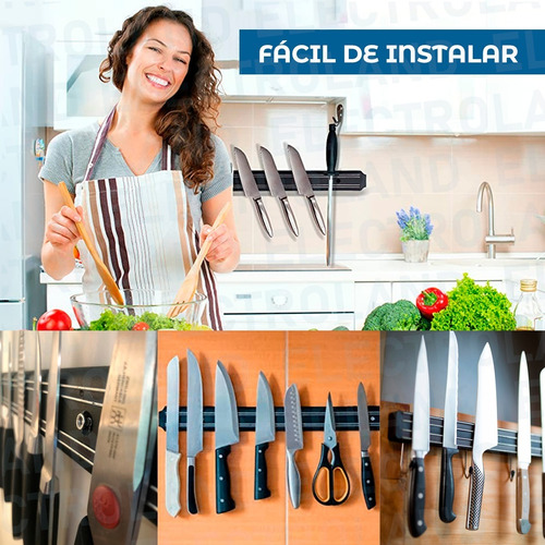 Imagen 2 de 10 de Porta Cuchillo Imantada Cuchillos O Herramientas 38cm Cocina