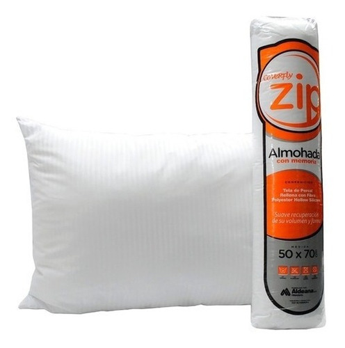 Almohada Con Memoria Comprimida Zip 50x70 Tela Percal