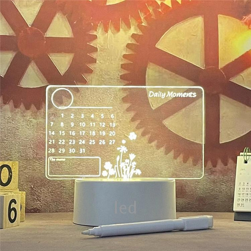 Luz Nocturna Usb, Acrílico, Tablero De Notas, Lámpara De Noc