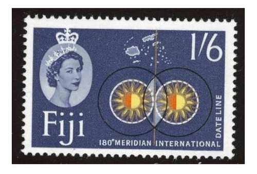 Estampillas Fiji 1962 - Mapa De Fiji / Meridiano 180°