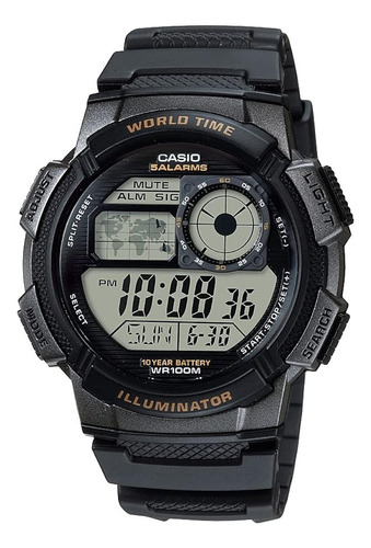 Reloj Casio Ae-1000w-1avdf Men's Ae-1000w-1avdf Deportivo Color de la correa Negro Color del bisel Bisel Función E Color del fondo Gris