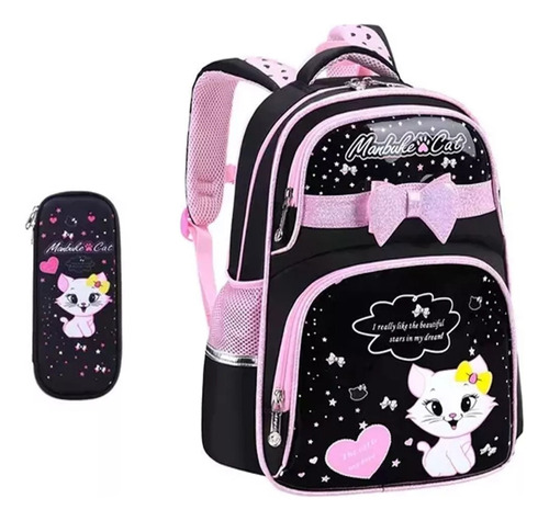 Mochila De Cuero Sintético Impermeable P/niña De Preescolar