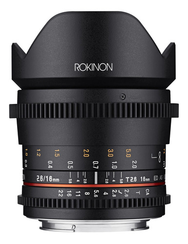 Lente Rokinon 16 Mm T2.6 De Super Gran Angular Y Marco