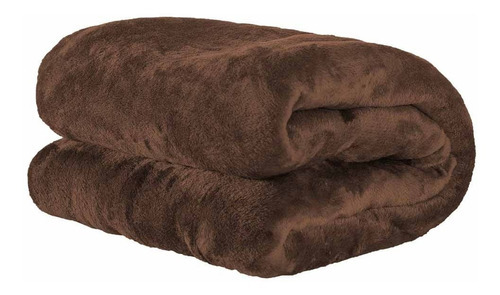 Cobertor Casal Manta Quente Inverno Fleece Liso Pelúcia Cor Marrom-escuro
