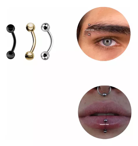 Piercing Sobrancelha Boca Curvo Bolinha Aço 6 8 10 12mm