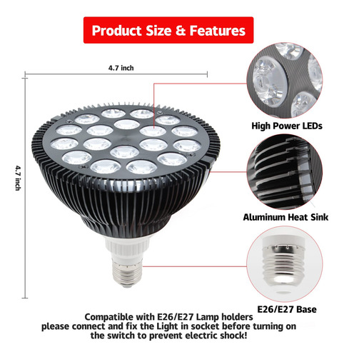 Lámpara Terapia Luz Roja 54w Marca Modelo 18 Led 660nm 850nm Color De La Estructura Color De La Pantalla