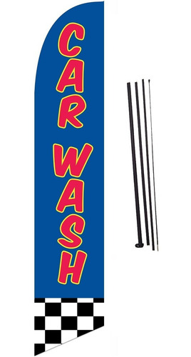 Bandera Publicitaria Car Wash 4.2mts # 119 Con Mástil