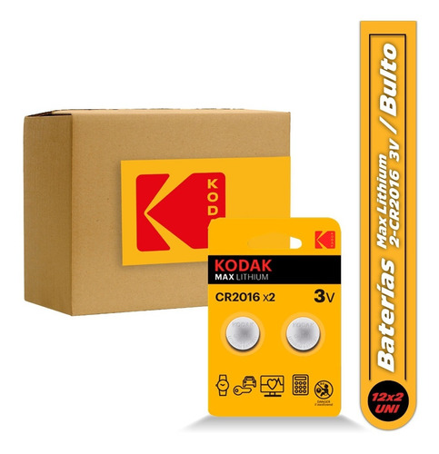 Caja De Baterías Pilas Kodak Max Lthium 2-cr2016 3v 30x2 Und