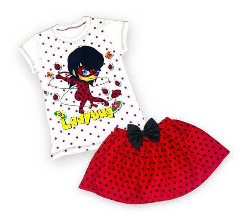 Conjunto De Franela Y Falda  De Ladybug 