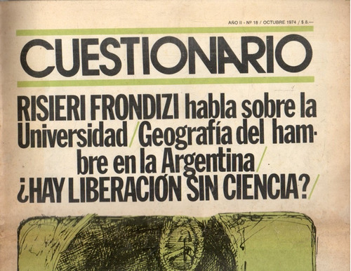 Revista Cuestionario 18 Oct 1974 Director Rodolfo Terragno