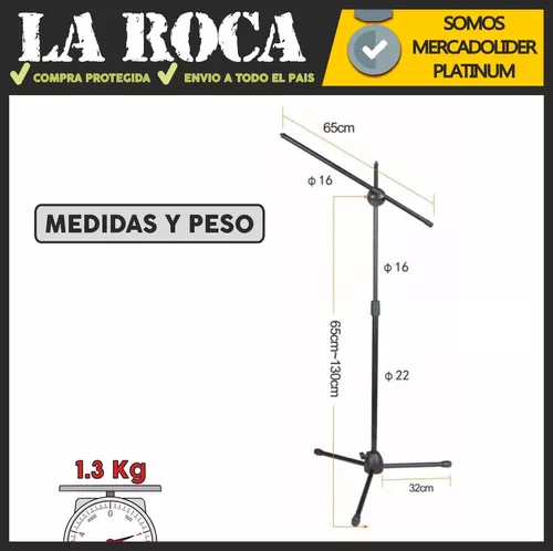 Pie De Microfono Jirafa Boom Reforzado Doble Pipeta