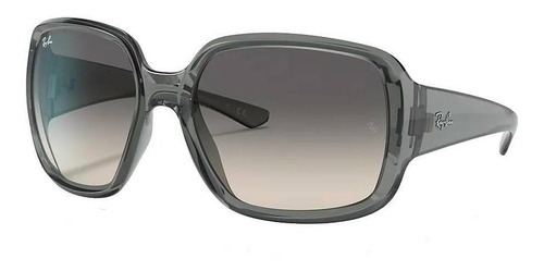 Óculos de sol Ray-Ban Lifestyle Powderhorn Standard armação de náilon cor polished transparent grey, lente dark grey degradada, haste polished transparent grey de náilon - RB4347